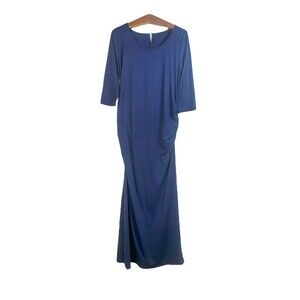 Mother Bee Womens Dress Maternity Ruched 3/4 Sleeve Maxi Jersey Knit Stretch XL
